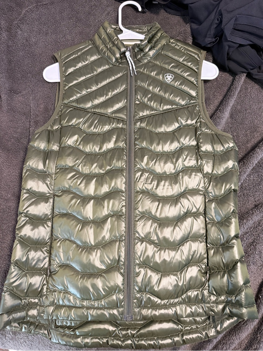 Olive Green Puffer Vest - Women's